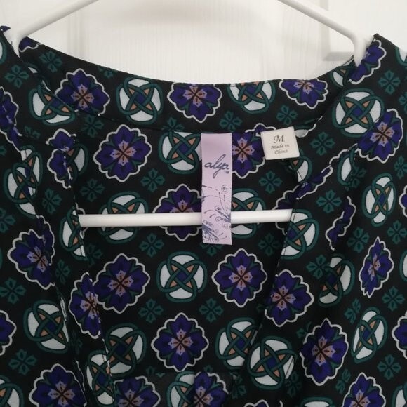 Alya Blue and Green Floral Print High Waisted Dress - Picture 3 of 4